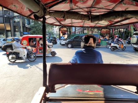 Taking a tuk tuk in Phnom Penh