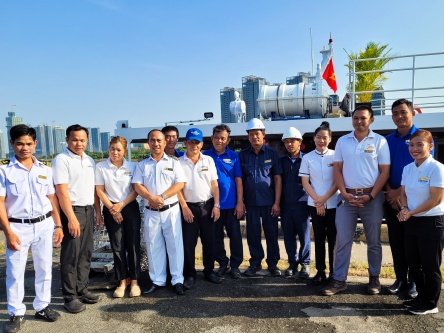 Smiling Staff on a cruise from Siem Reap to Ho Chi Minh City with CF Mekong