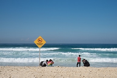 Tourists on Bondi Beach