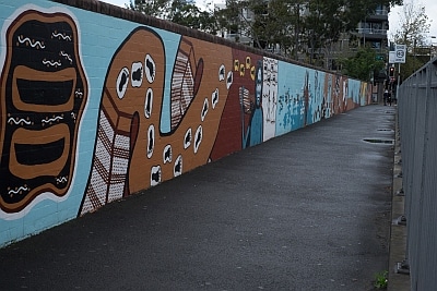 Restored 40 000 years mural Redfern Station