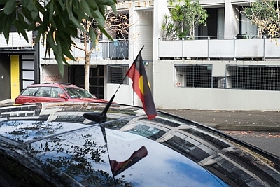 Aboriginal Flag on Car