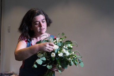 Preparing a wedding bouquet